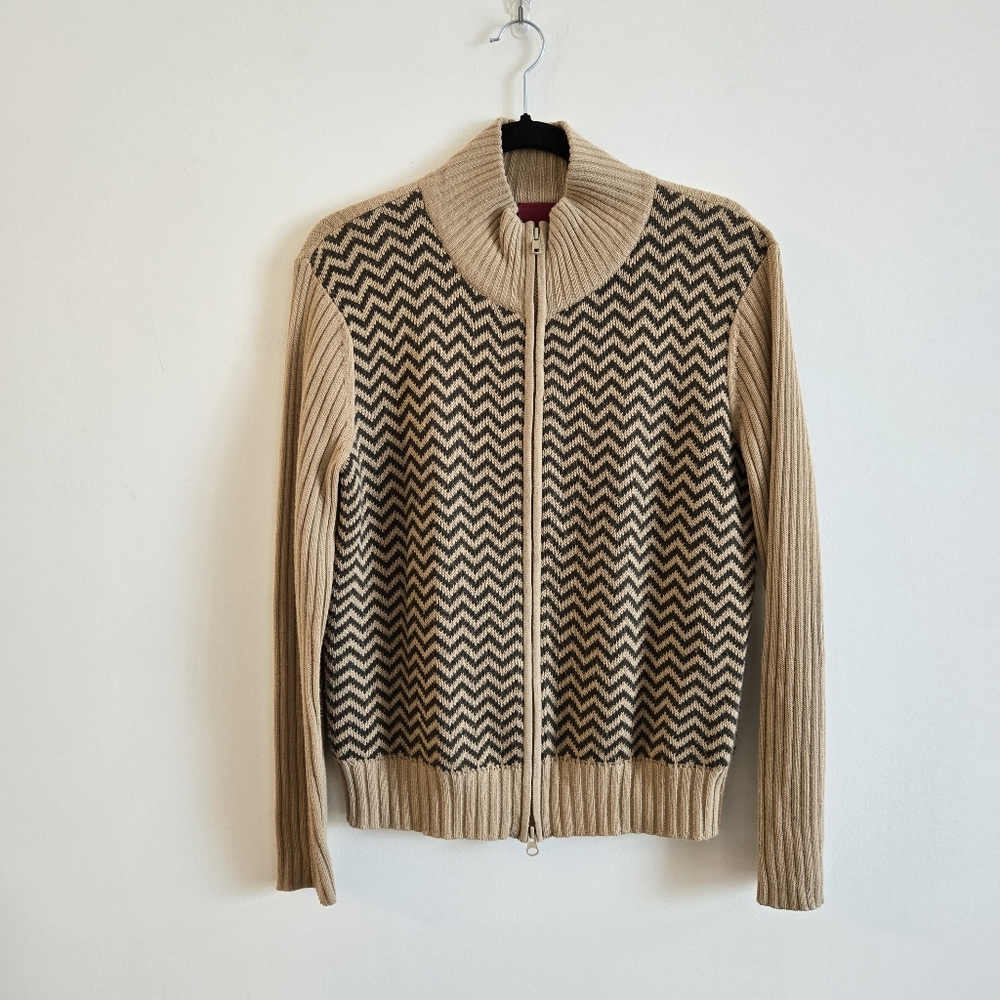 BLU'S I M Wool Blend Zippered Cardigan I brown, olive green